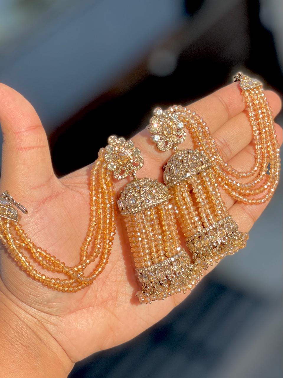 Beautiful Premium Quality  Crystal Beads Work Bahubali Jhumka....